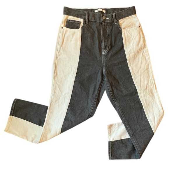 PacSun Denim - PACSUN High Rise Straight Black White Two Toned Denim Jeans Women Size 28